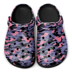 Pink Camouflage Clogs – Rugged & Stylish Army-Inspired Shoes