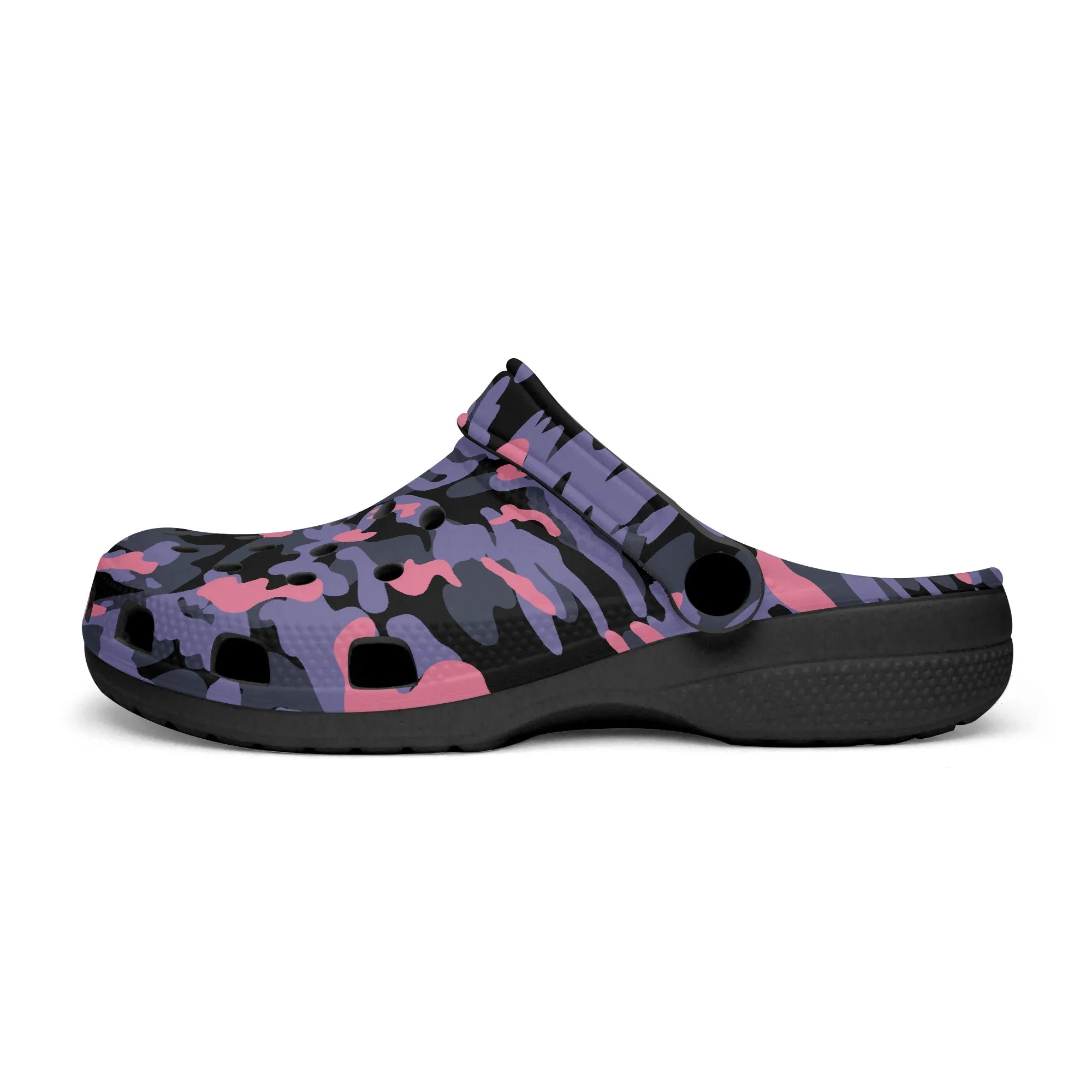 Pink Camouflage Clogs – Rugged & Stylish Army-Inspired Shoes