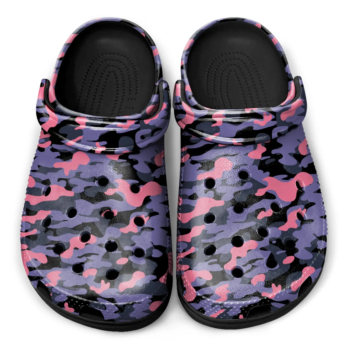 Pink Camouflage Clogs – Rugged & Stylish Army-Inspired Shoes