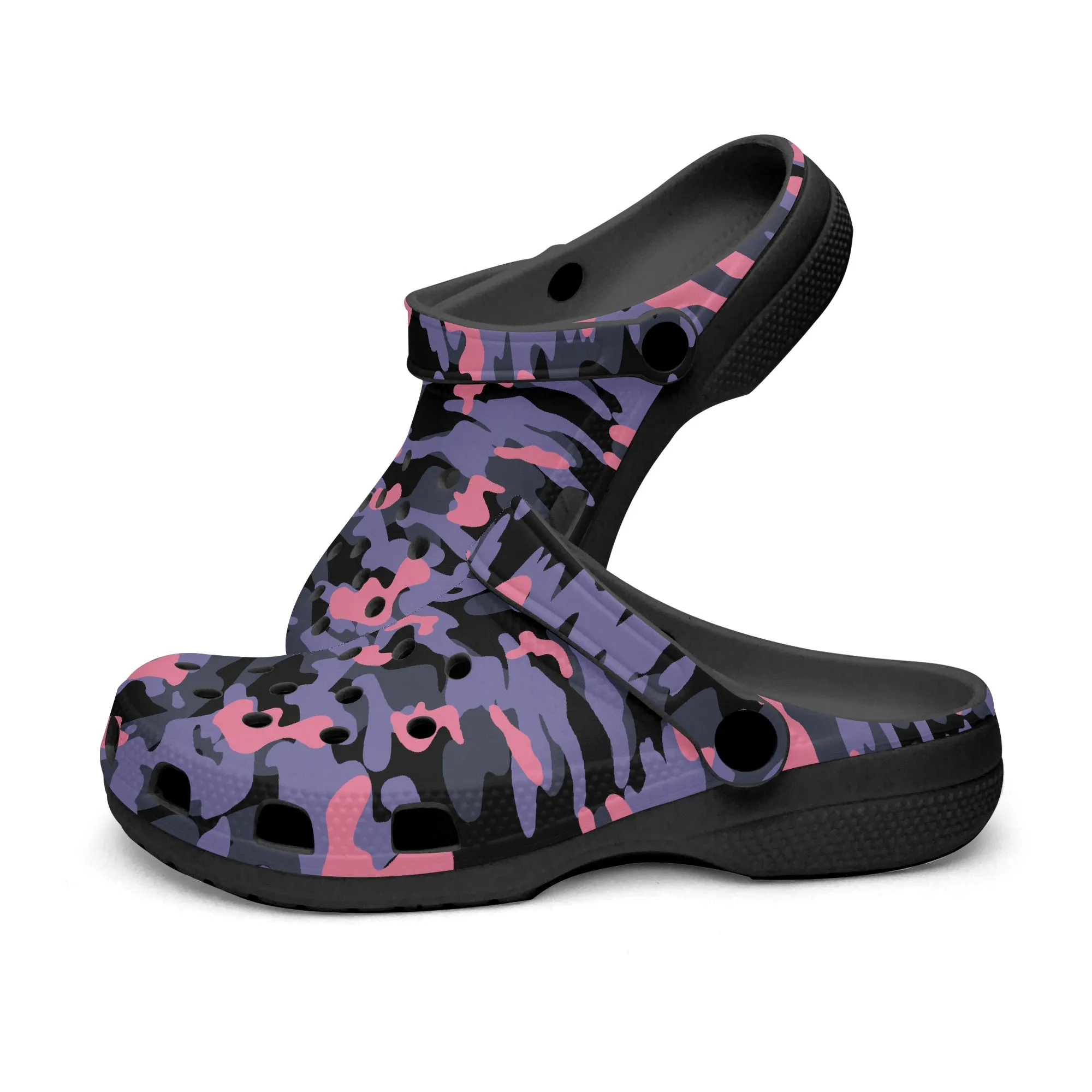 Pink Camouflage Clogs – Rugged & Stylish Army-Inspired Shoes
