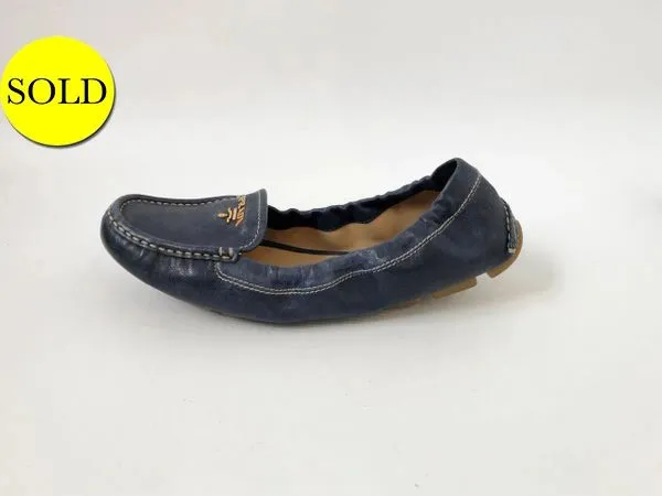 Prada Blue Leather Driving Moccasin Size 39 It (9 Us)