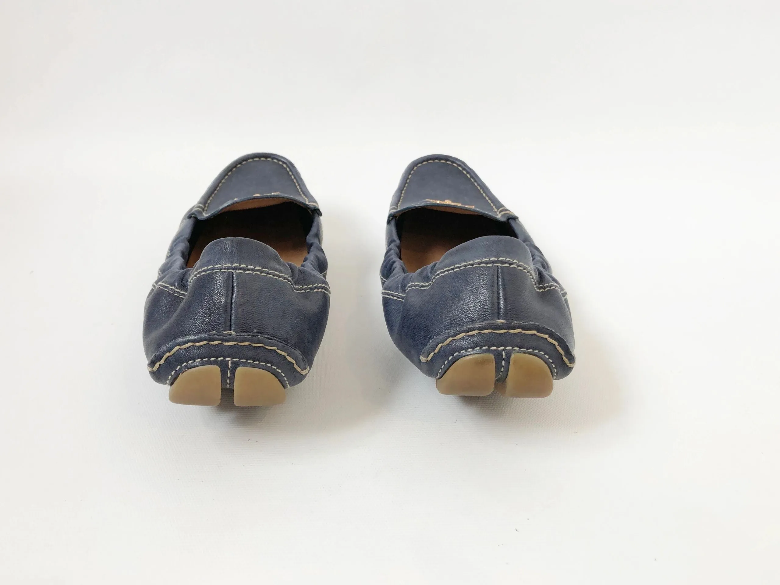 Prada Blue Leather Driving Moccasin Size 39 It (9 Us)