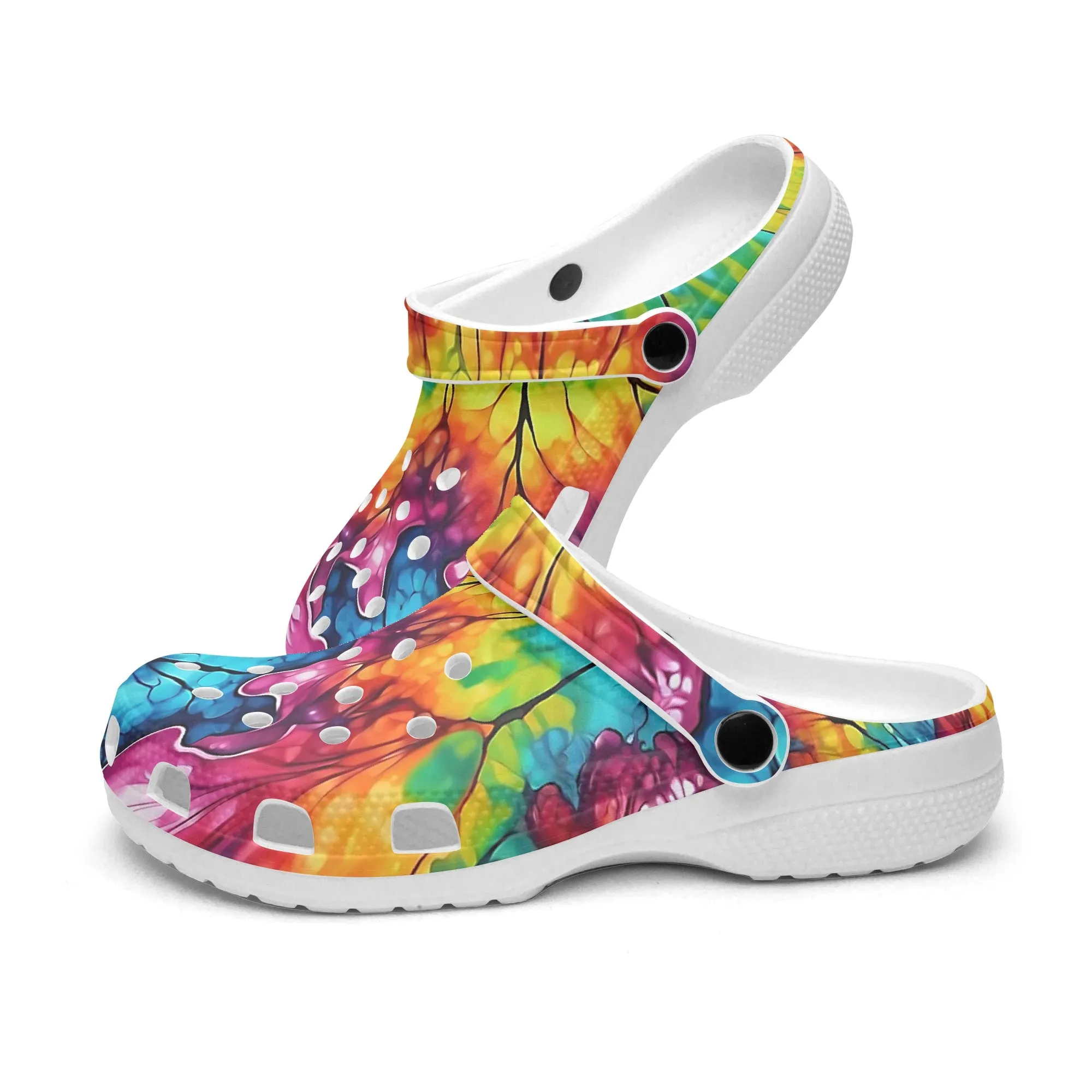 Psychedelic Hippie Clogs – Vibrant Full-Color Trippy Pattern Shoes