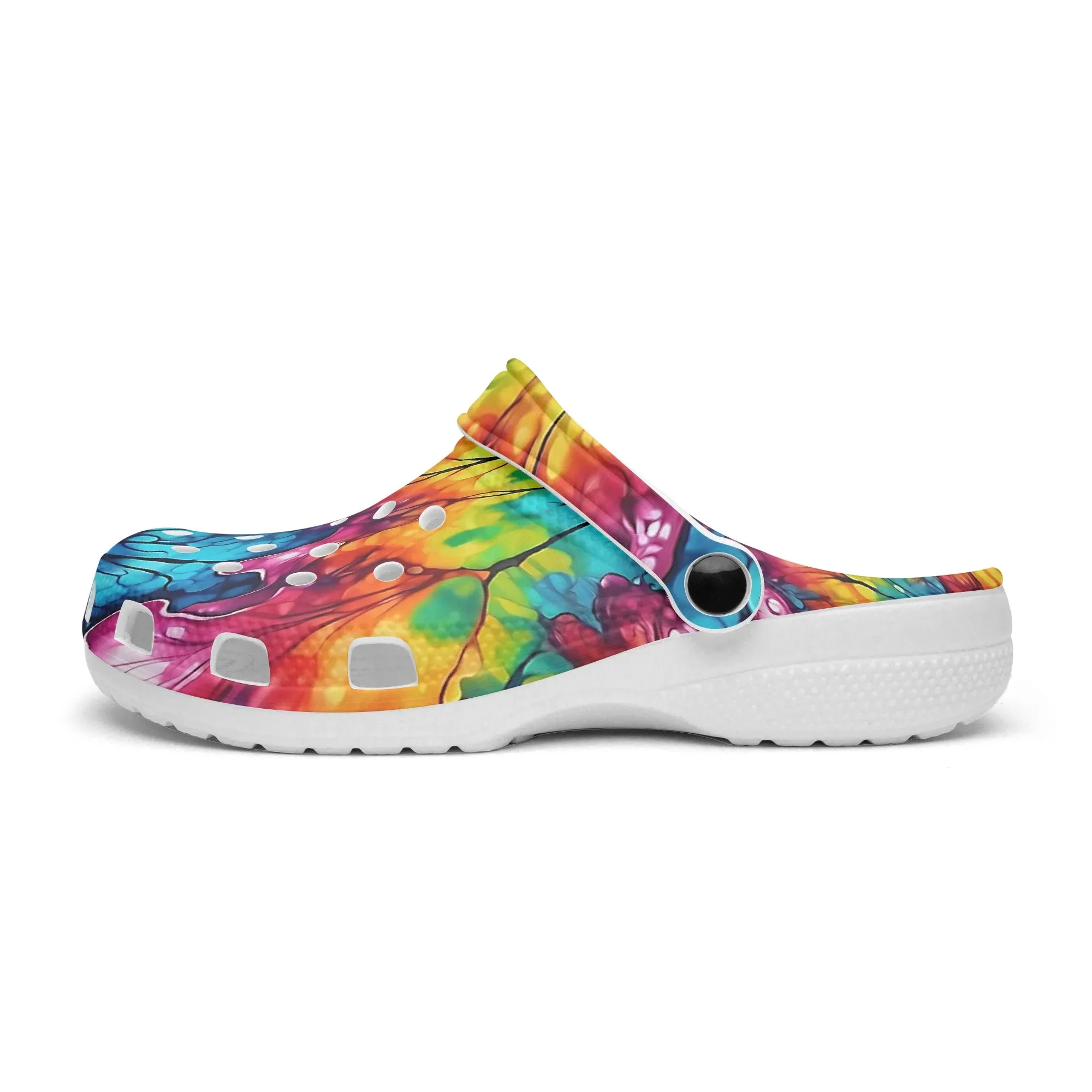Psychedelic Hippie Clogs – Vibrant Full-Color Trippy Pattern Shoes