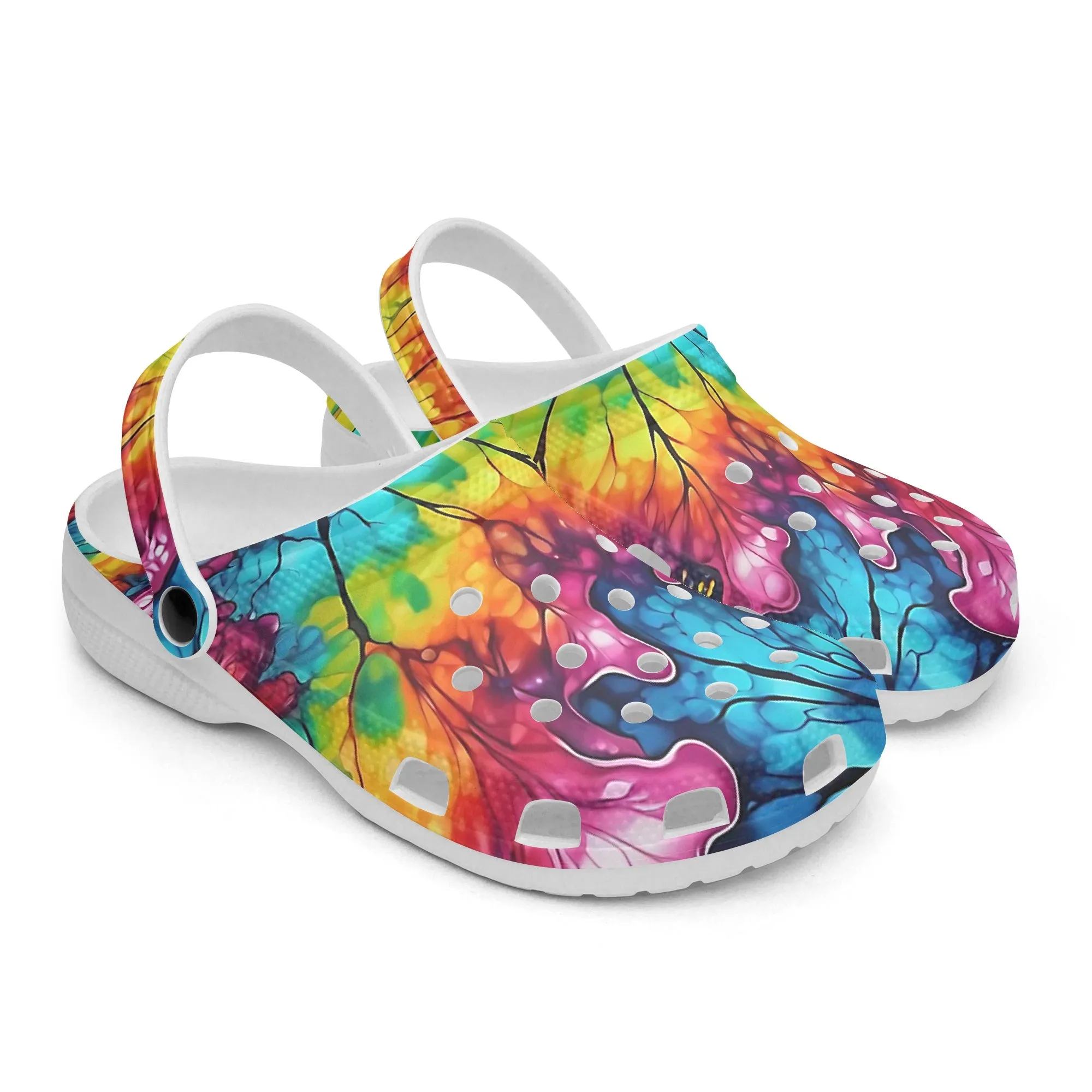 Psychedelic Hippie Clogs – Vibrant Full-Color Trippy Pattern Shoes