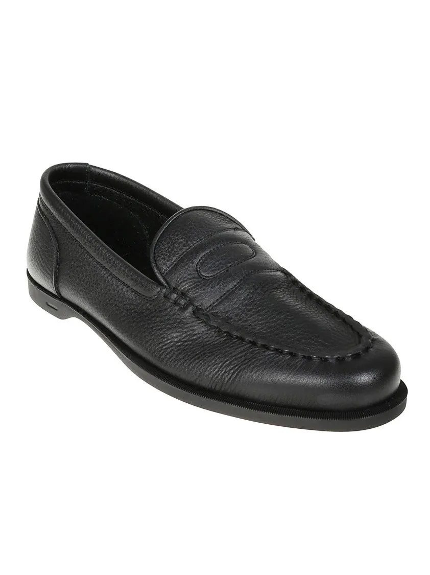 Pure Grain Black Leather Flexi Loafer