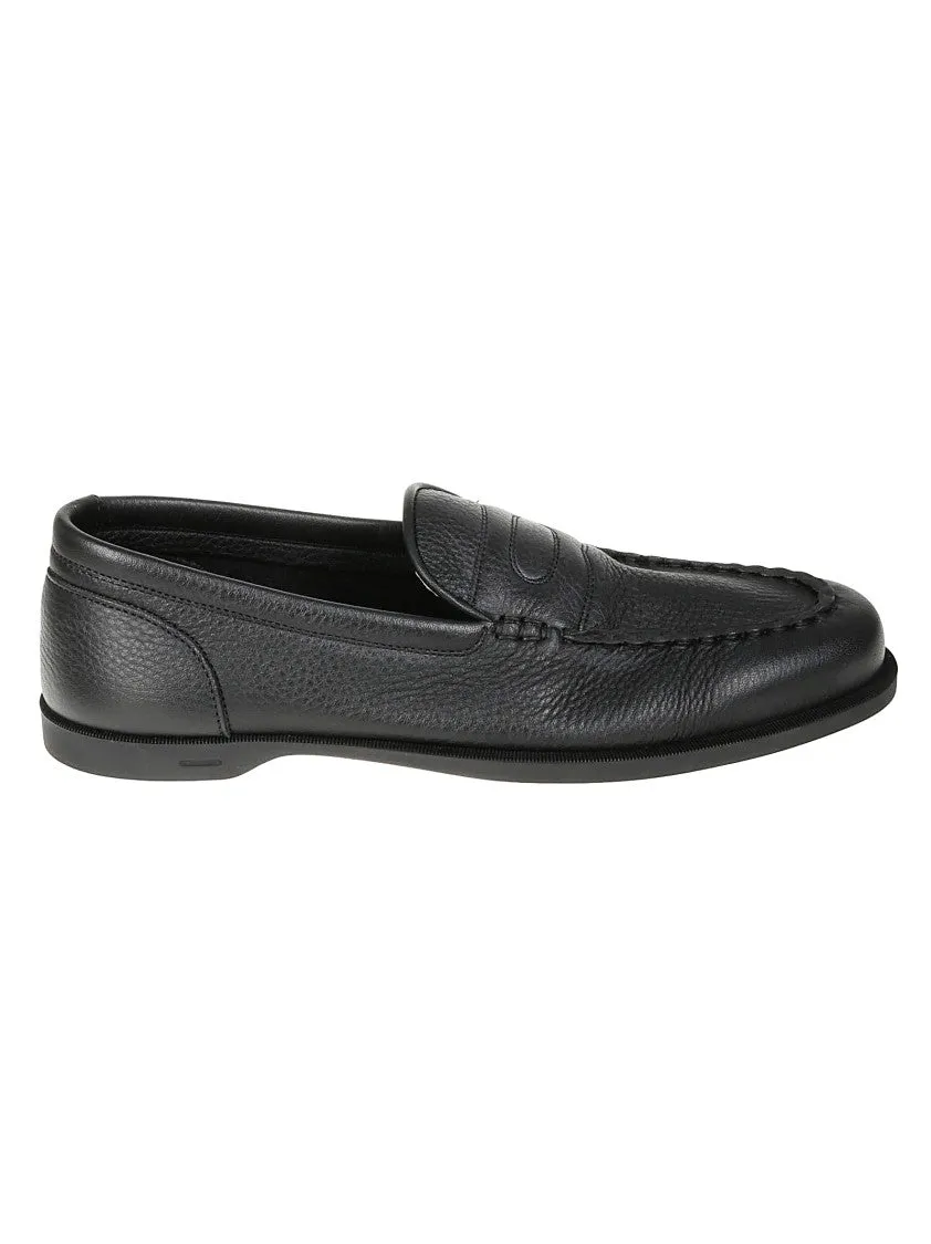 Pure Grain Black Leather Flexi Loafer