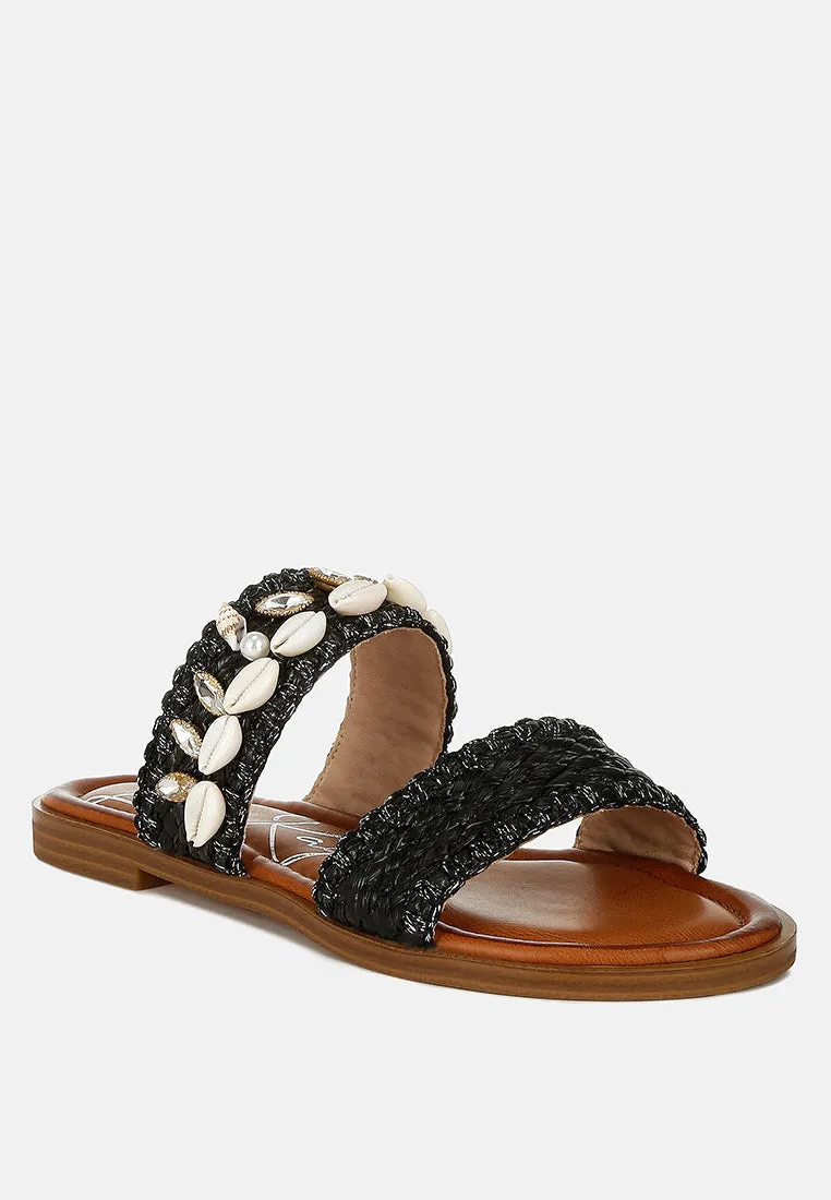 Raffia Slip On Sandals By RAG