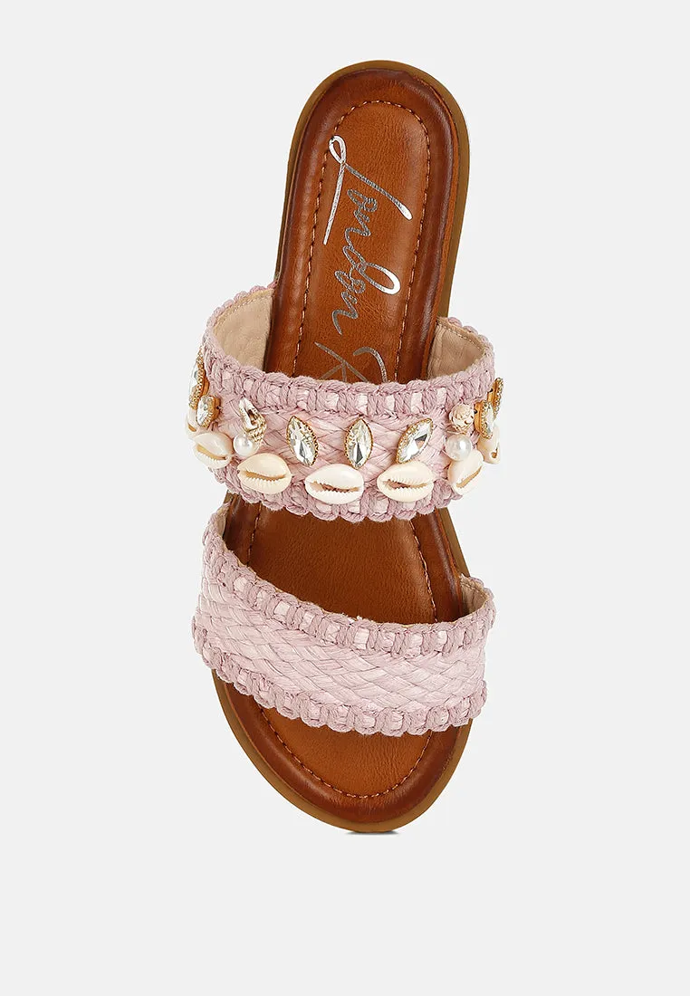 Raffia Slip On Sandals By RAG