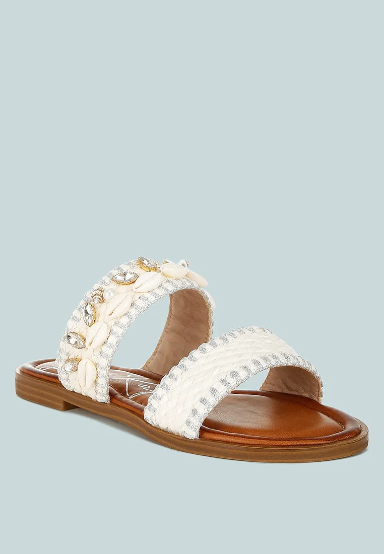 Raffia Slip On Sandals By RAG