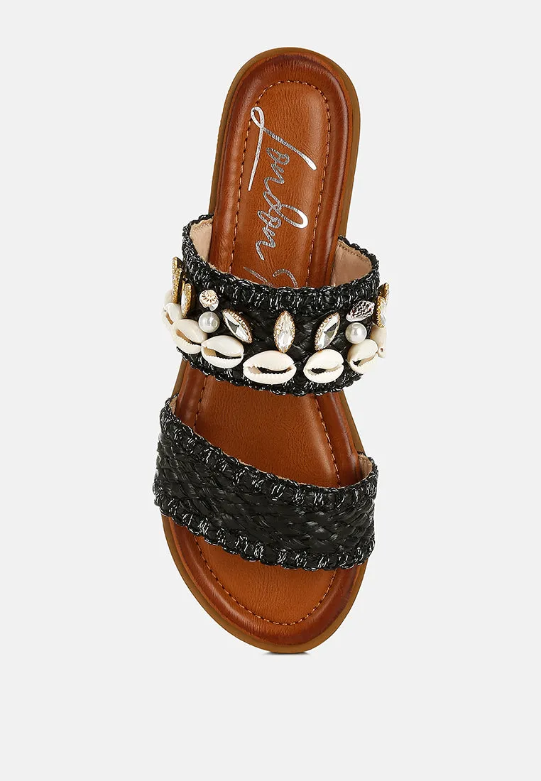 Raffia Slip On Sandals By RAG