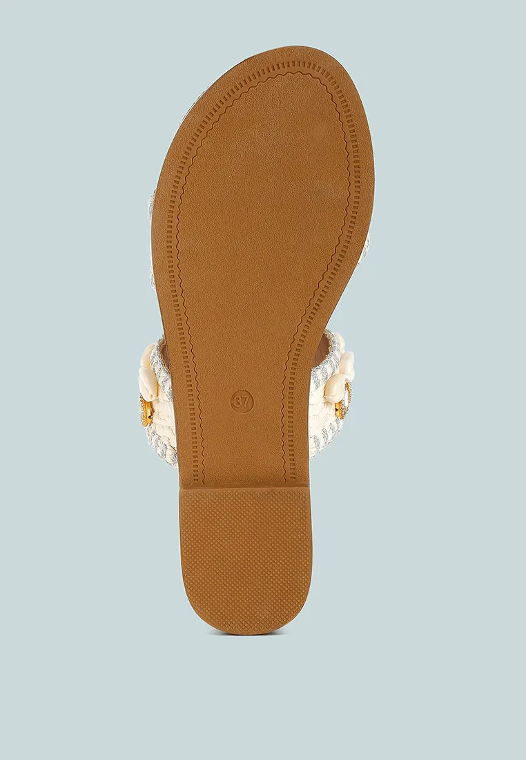 Raffia Slip On Sandals By RAG