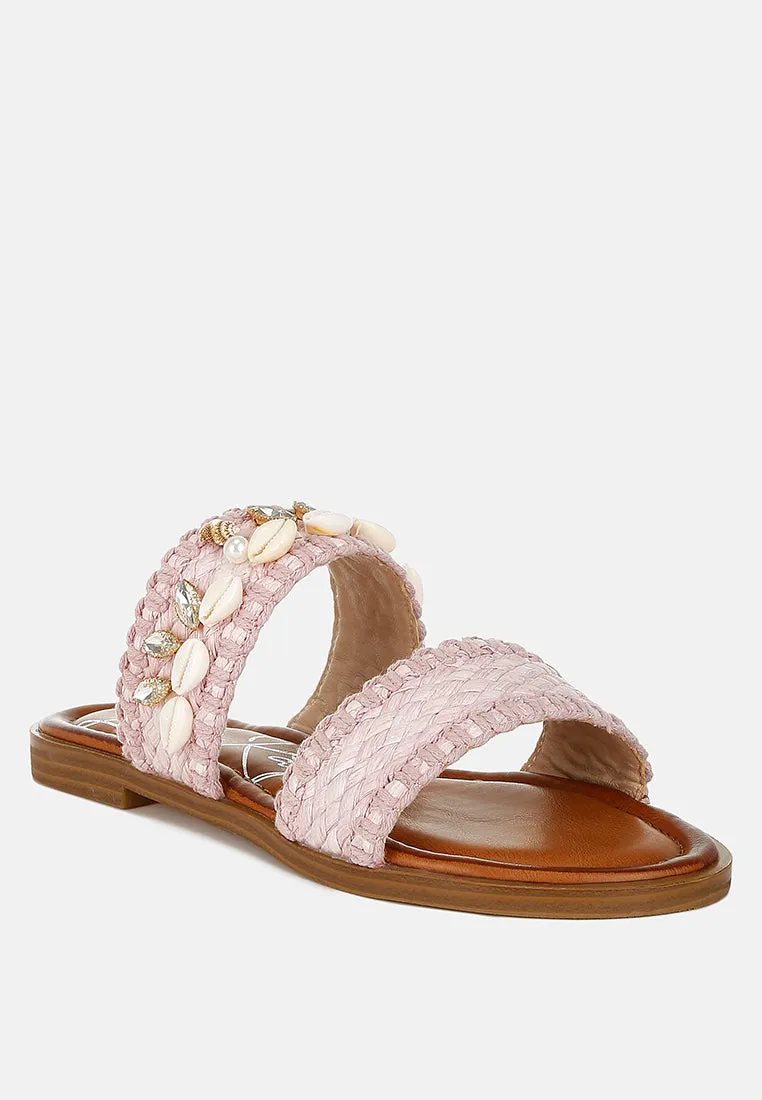 Raffia Slip On Sandals By RAG