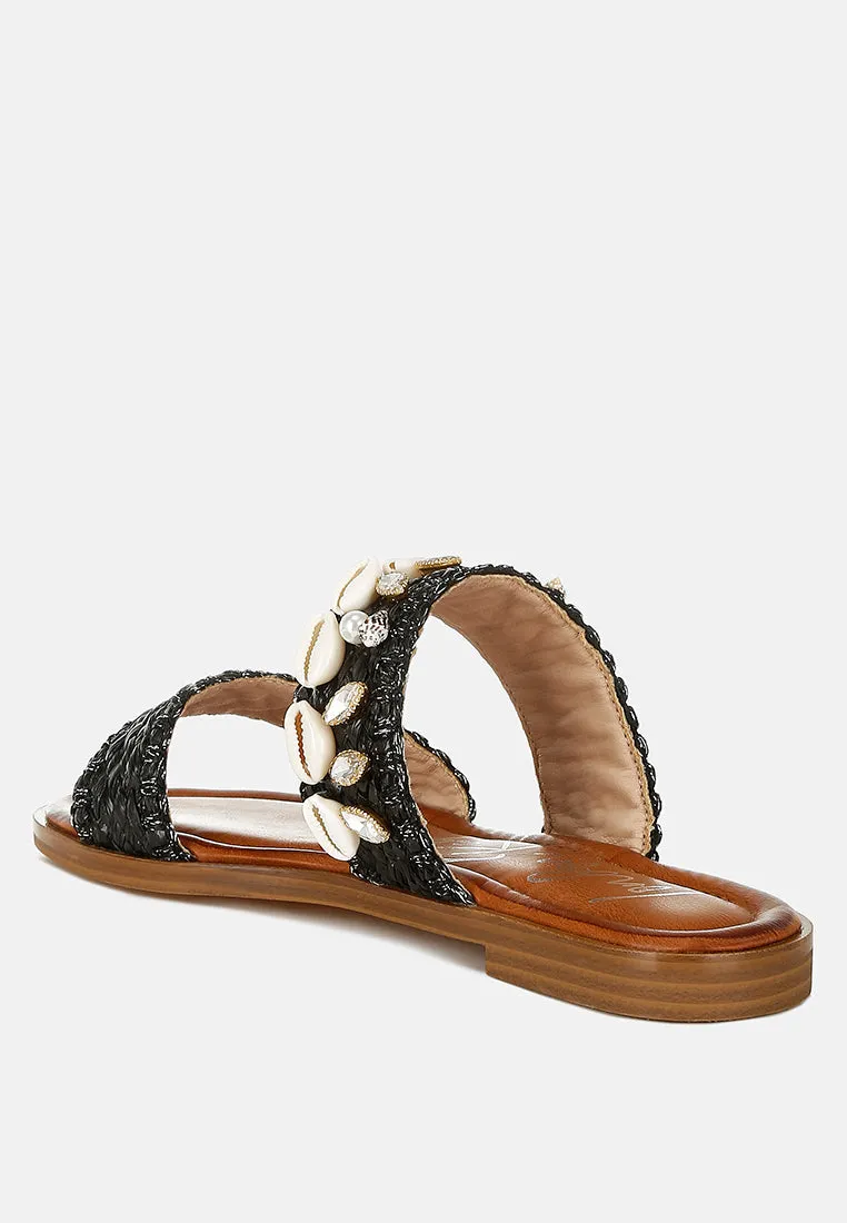 Raffia Slip On Sandals By RAG
