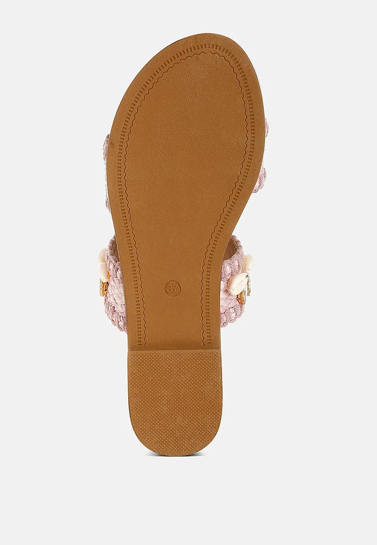 Raffia Slip On Sandals By RAG