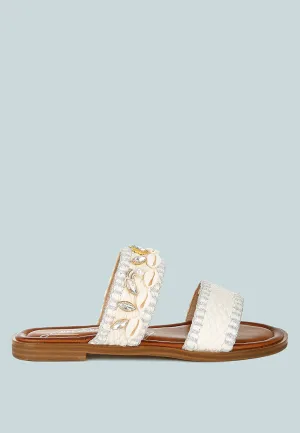 Raffia Slip On Sandals By RAG