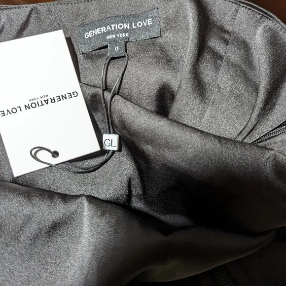 Revolve Generation Love Black Mika Black Satin Skirt size 0