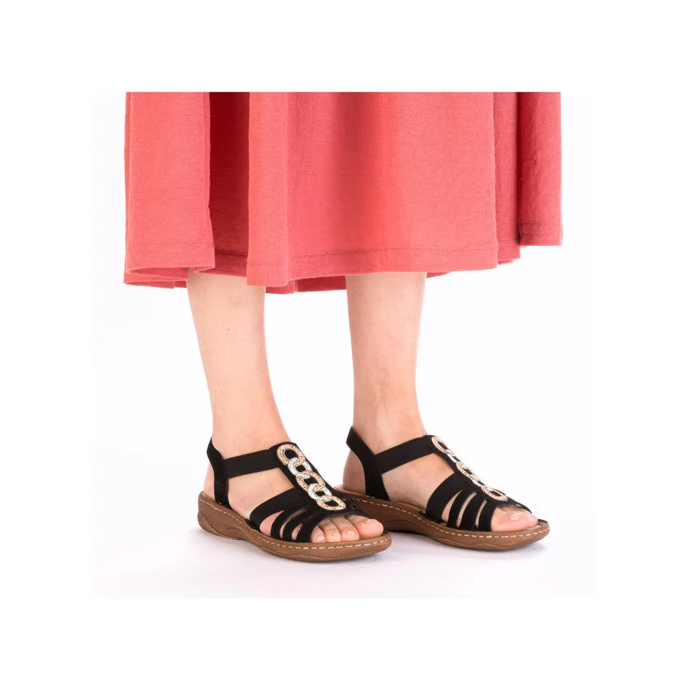 Rieker Low Elasticated Sandal Black
