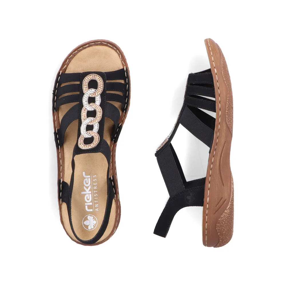 Rieker Low Elasticated Sandal Black