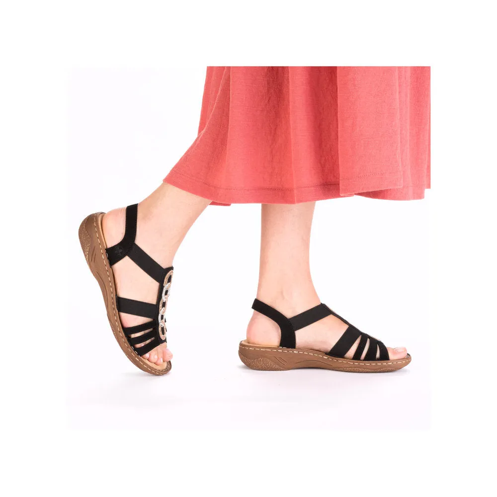 Rieker Low Elasticated Sandal Black