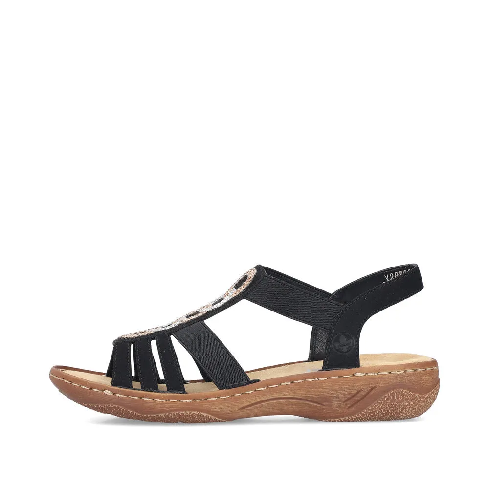Rieker Low Elasticated Sandal Black