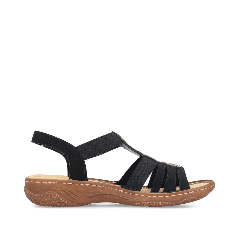 Rieker Low Elasticated Sandal Black
