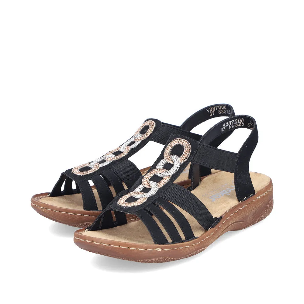 Rieker Low Elasticated Sandal Black