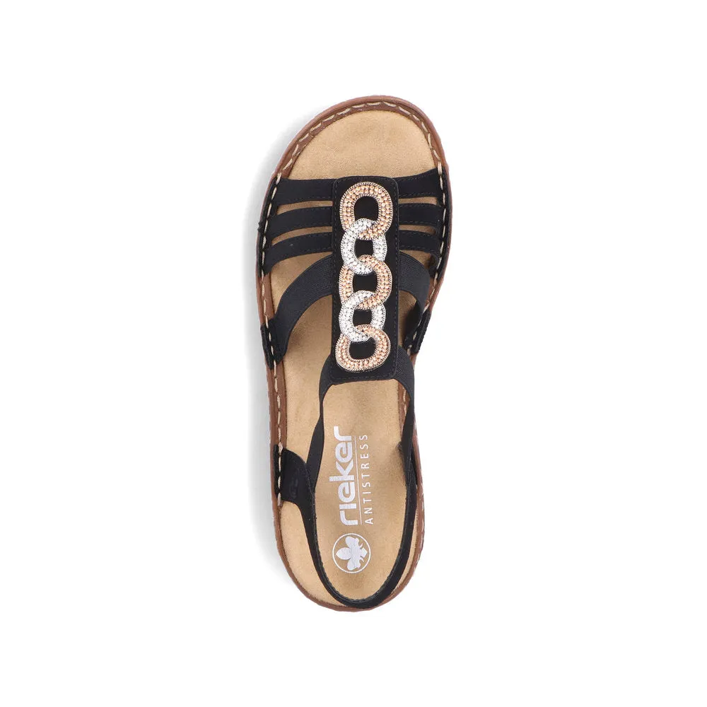 Rieker Low Elasticated Sandal Black
