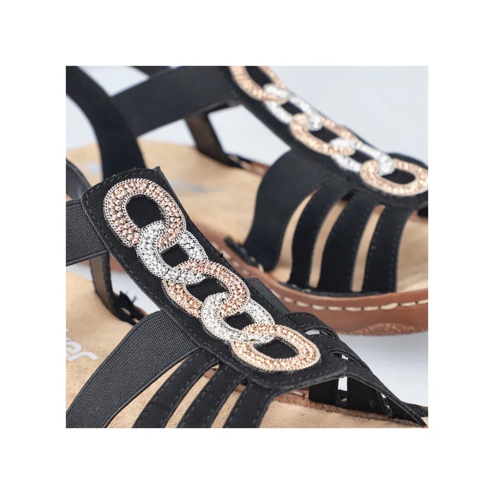 Rieker Low Elasticated Sandal Black