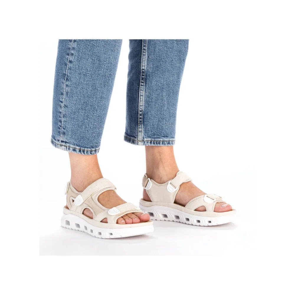 Rieker Velcro Trekking Sandal Cream Pearl