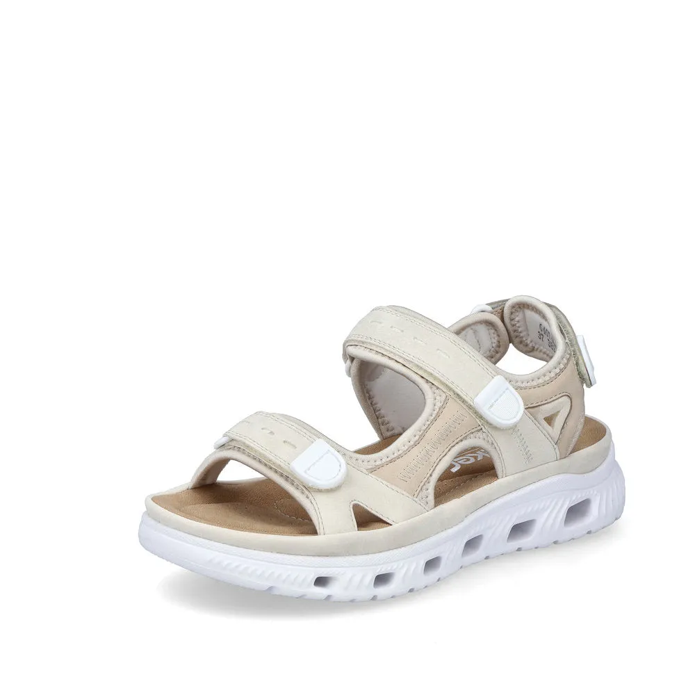 Rieker Velcro Trekking Sandal Cream Pearl