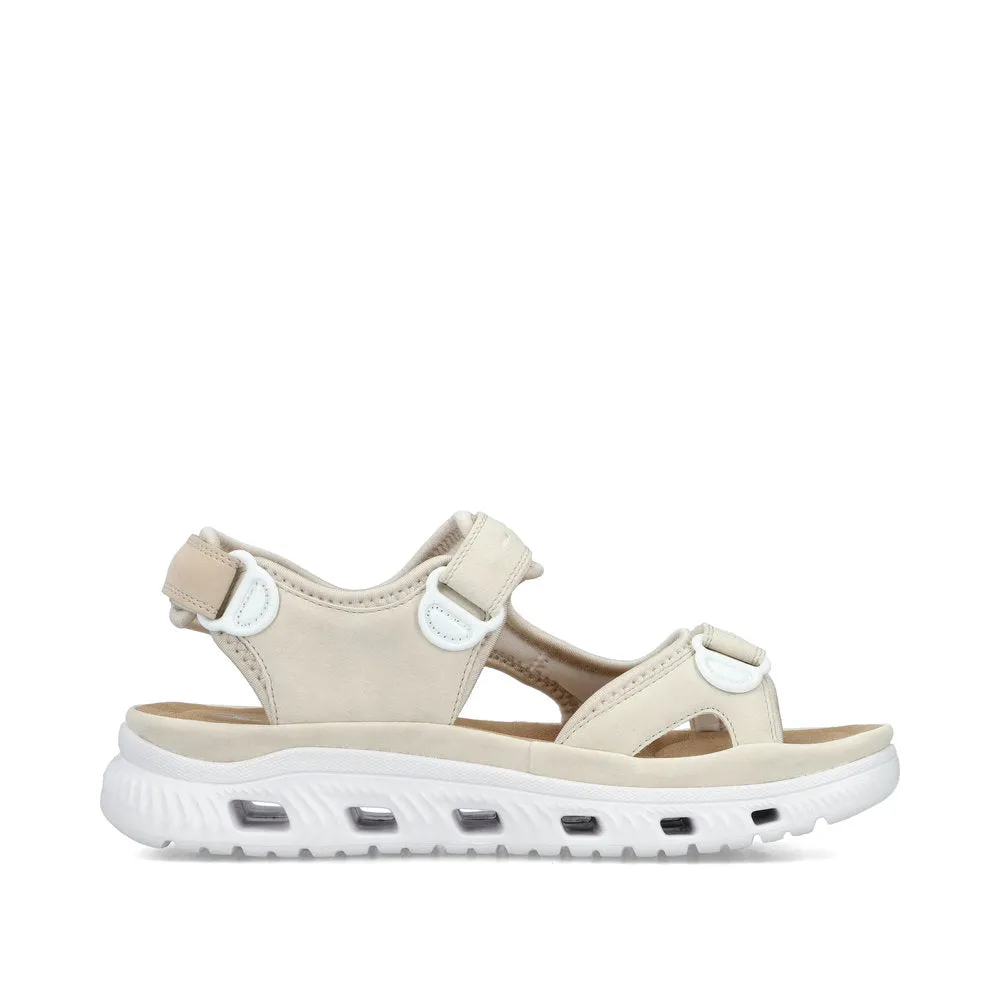 Rieker Velcro Trekking Sandal Cream Pearl