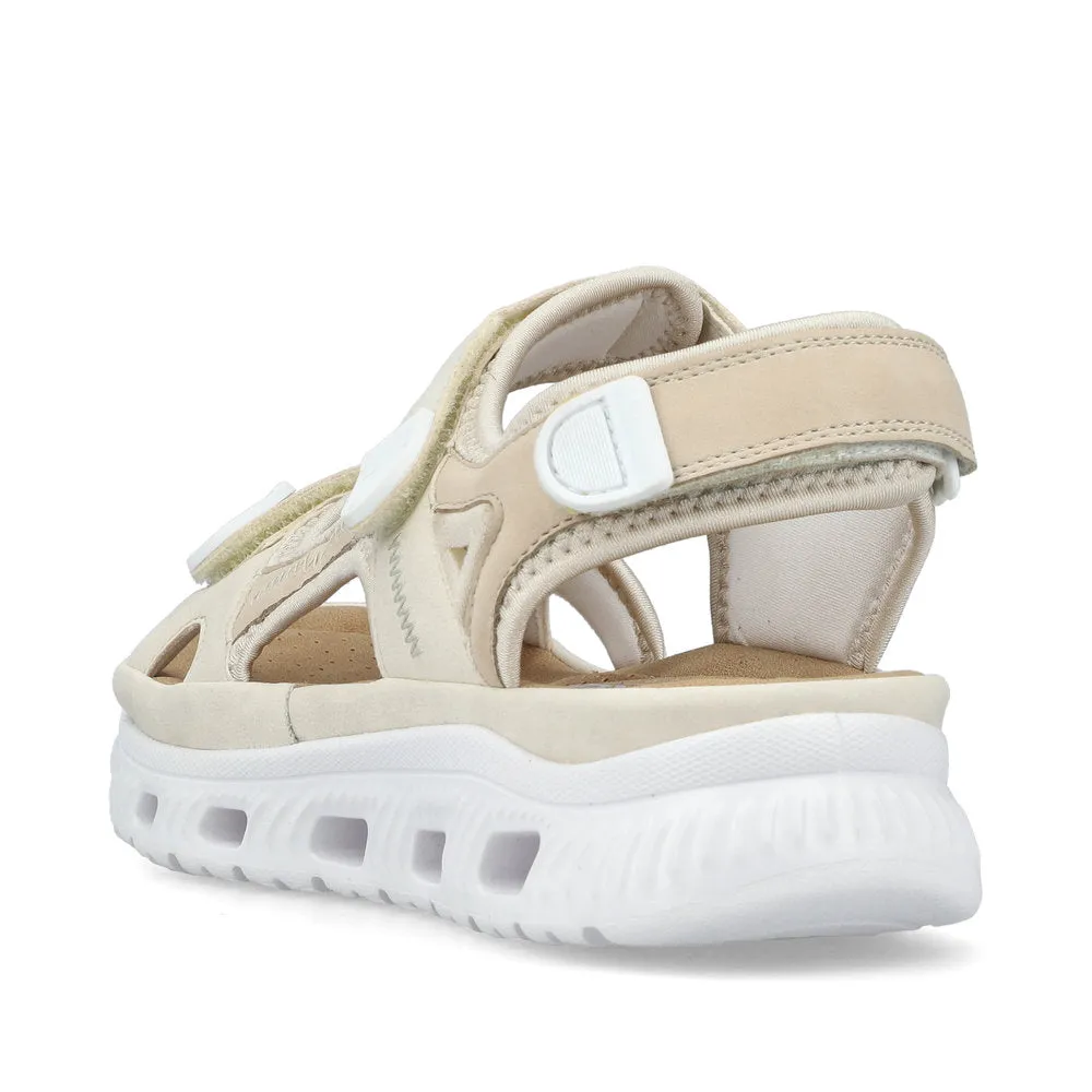 Rieker Velcro Trekking Sandal Cream Pearl