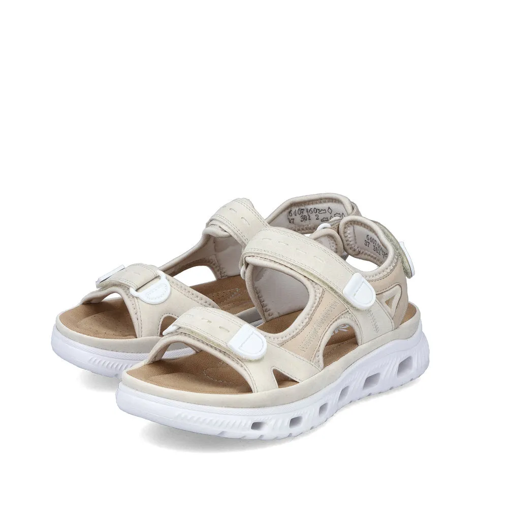 Rieker Velcro Trekking Sandal Cream Pearl