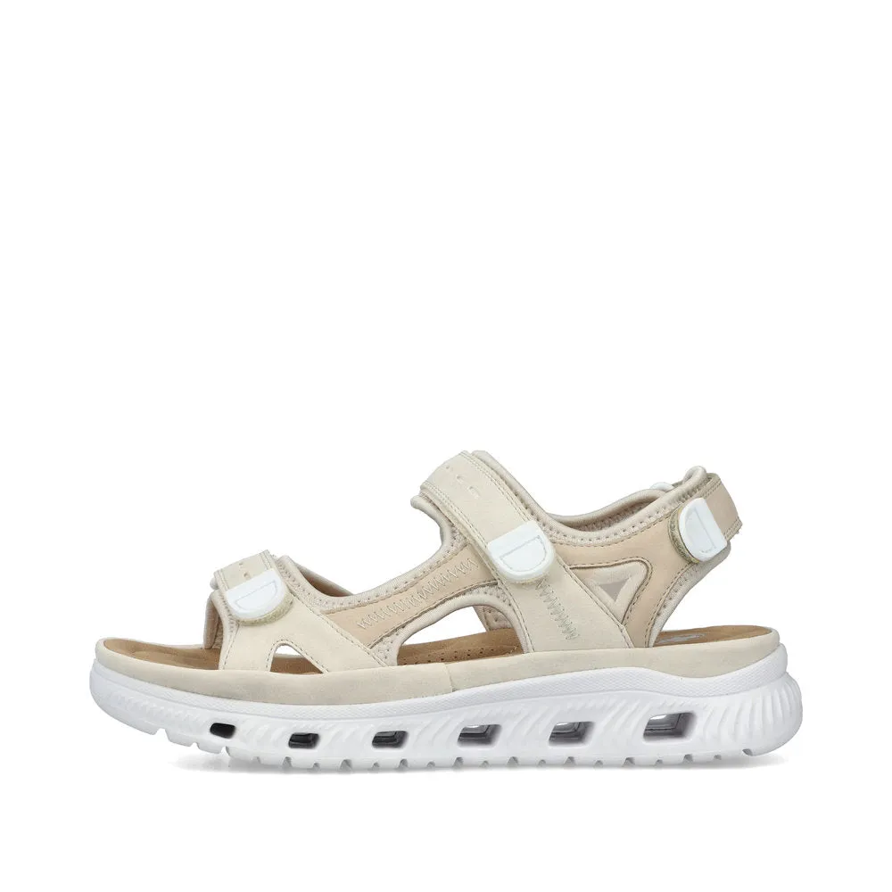 Rieker Velcro Trekking Sandal Cream Pearl