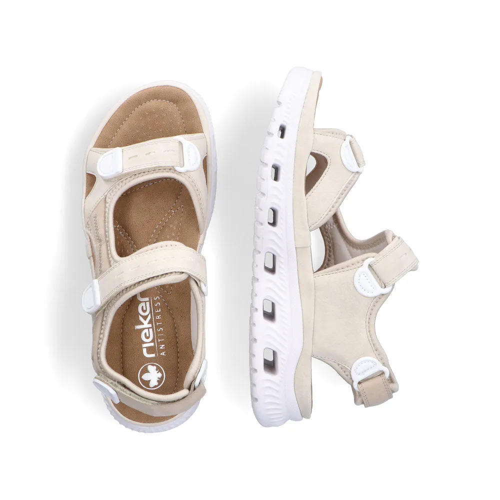 Rieker Velcro Trekking Sandal Cream Pearl
