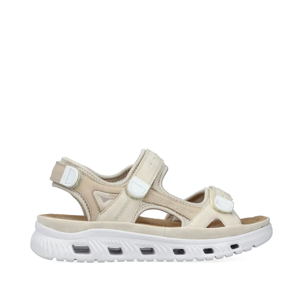 Rieker Velcro Trekking Sandal Cream Pearl
