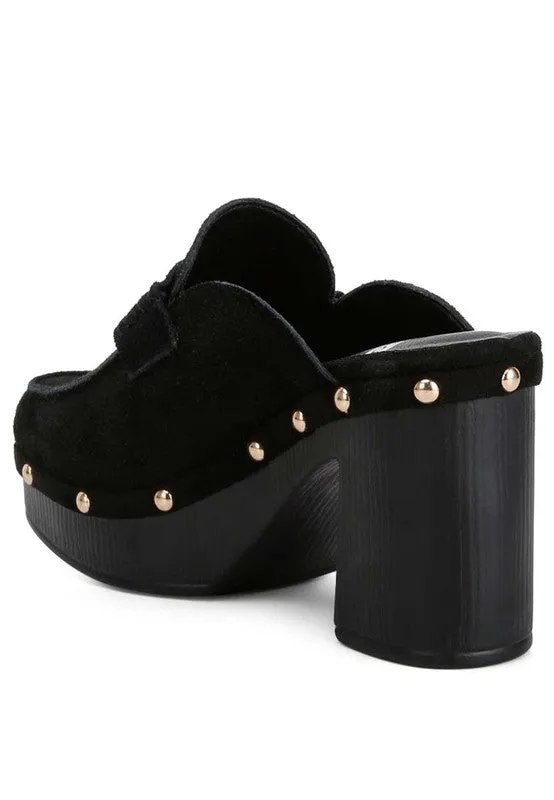 Riley Genuine Suede Platform Clogs