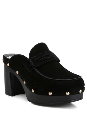 Riley Genuine Suede Platform Clogs