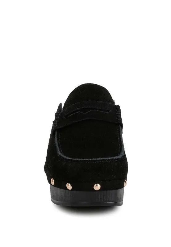 Riley Genuine Suede Platform Clogs