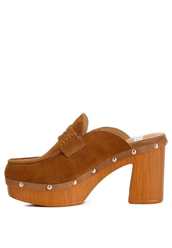 Riley Genuine Suede Platform Clogs