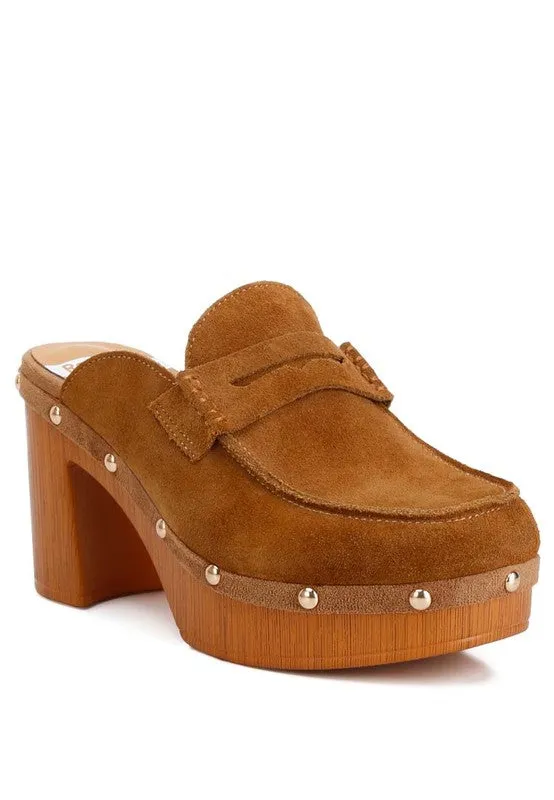 Riley Genuine Suede Platform Clogs