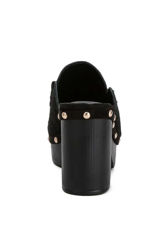 Riley Genuine Suede Platform Clogs