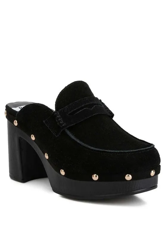 Riley Genuine Suede Platform Clogs
