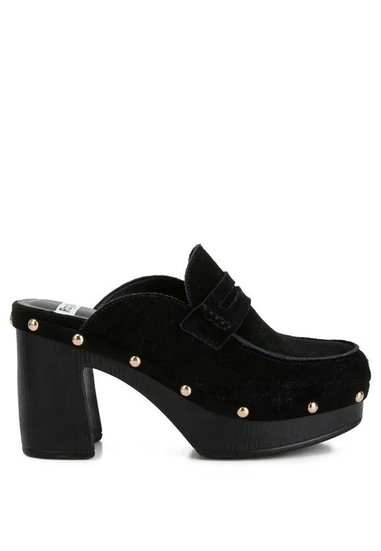 Riley Genuine Suede Platform Clogs