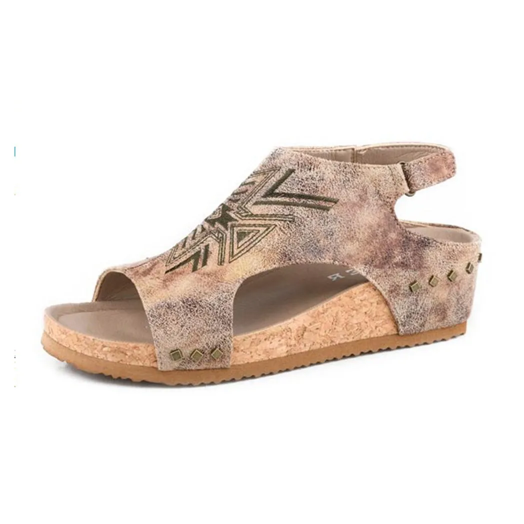 Roper Women's Brown Aztec Wedge Sandal