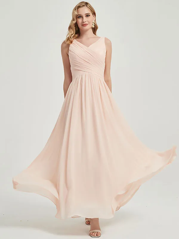 Rusty Red Wide Straps Sleeveless Classic Pleated Long Bridesmaid Dress