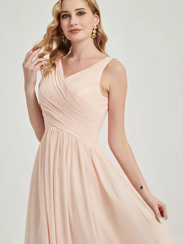 Rusty Red Wide Straps Sleeveless Classic Pleated Long Bridesmaid Dress