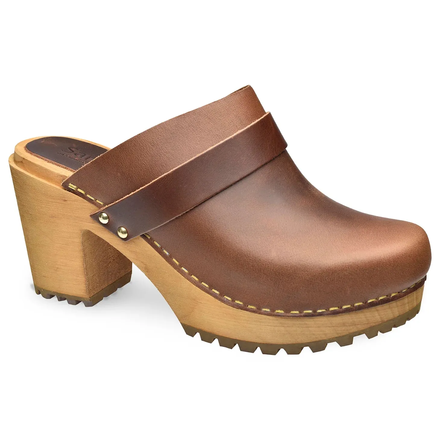 Sanita Peleni Smooth Leather Wedge Clog