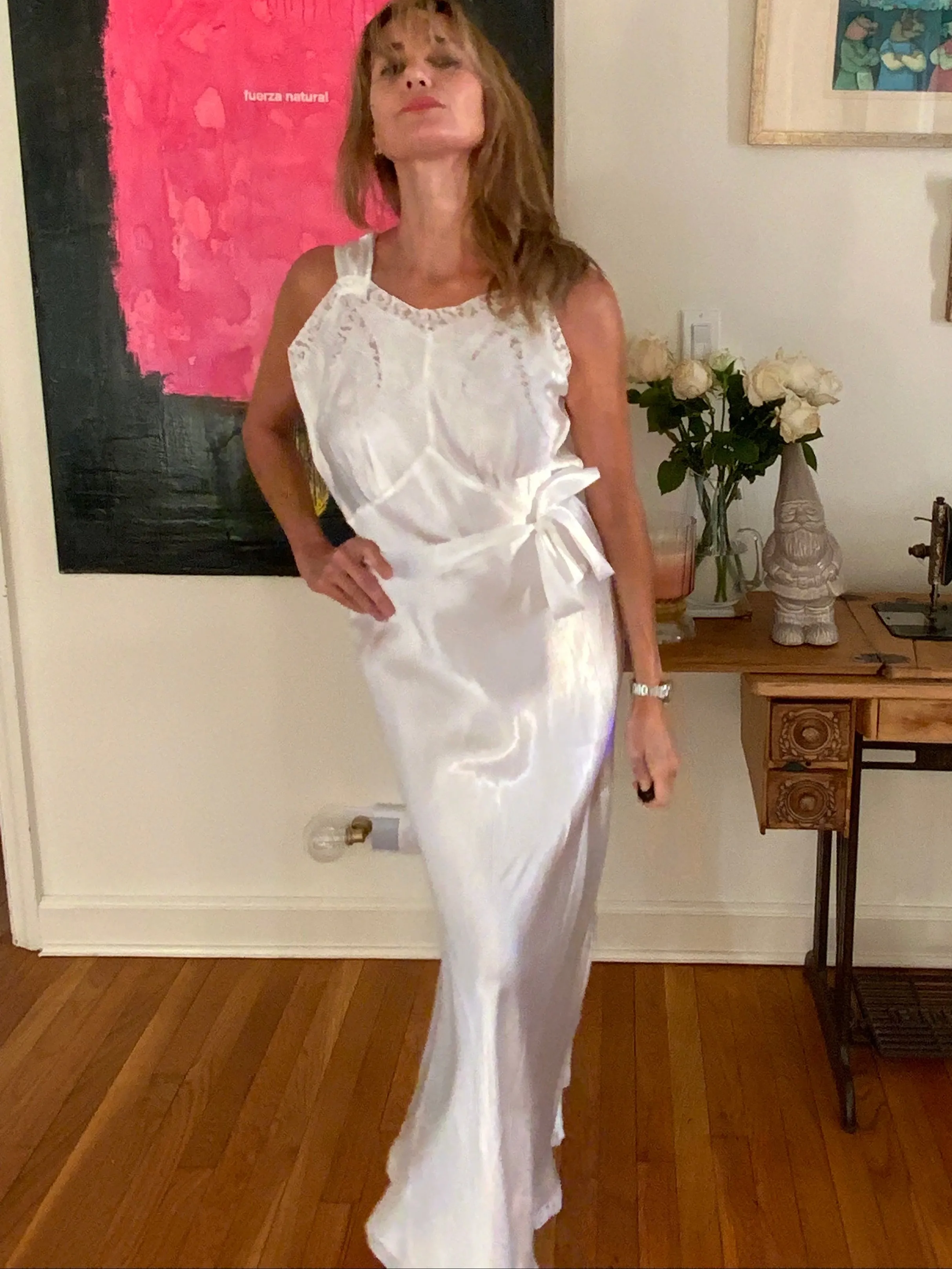 Satin Bridal Nightgown - 50s - 50H